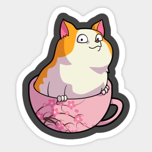 Kawaii Cat in Cherry Blossoms Cup Cute Japanese Neko Lover Sticker